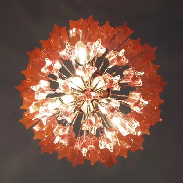 Quadriedri Murano Prisms Pink Chandelier