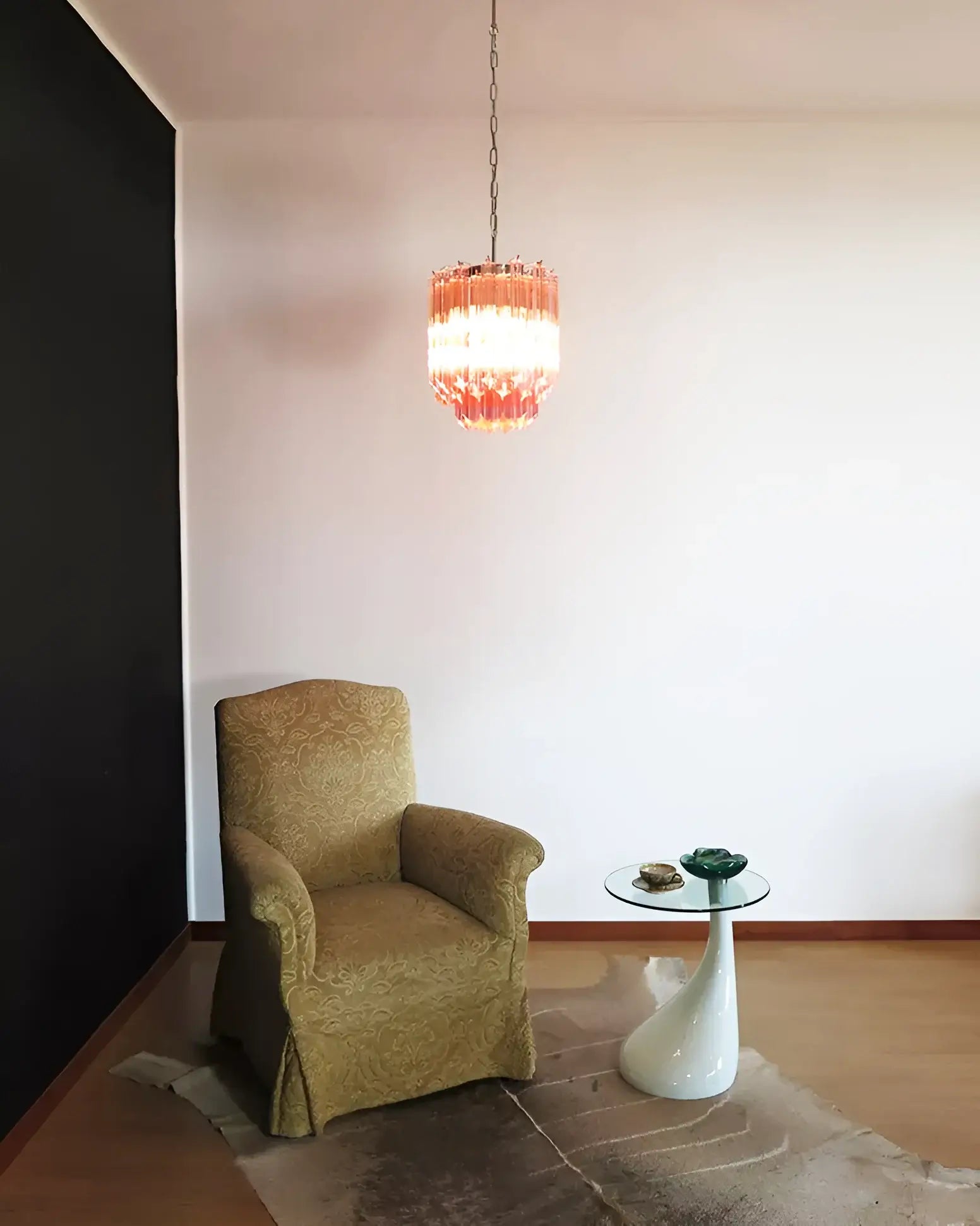 Quadriedri Murano Prisms Pink Chandelier