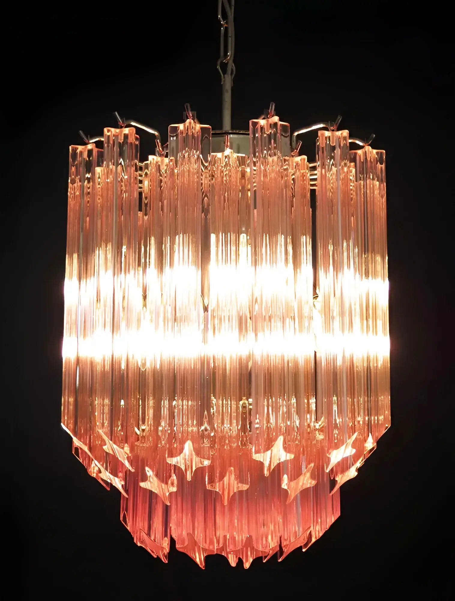 Quadriedri Murano Prisms Pink Chandelier