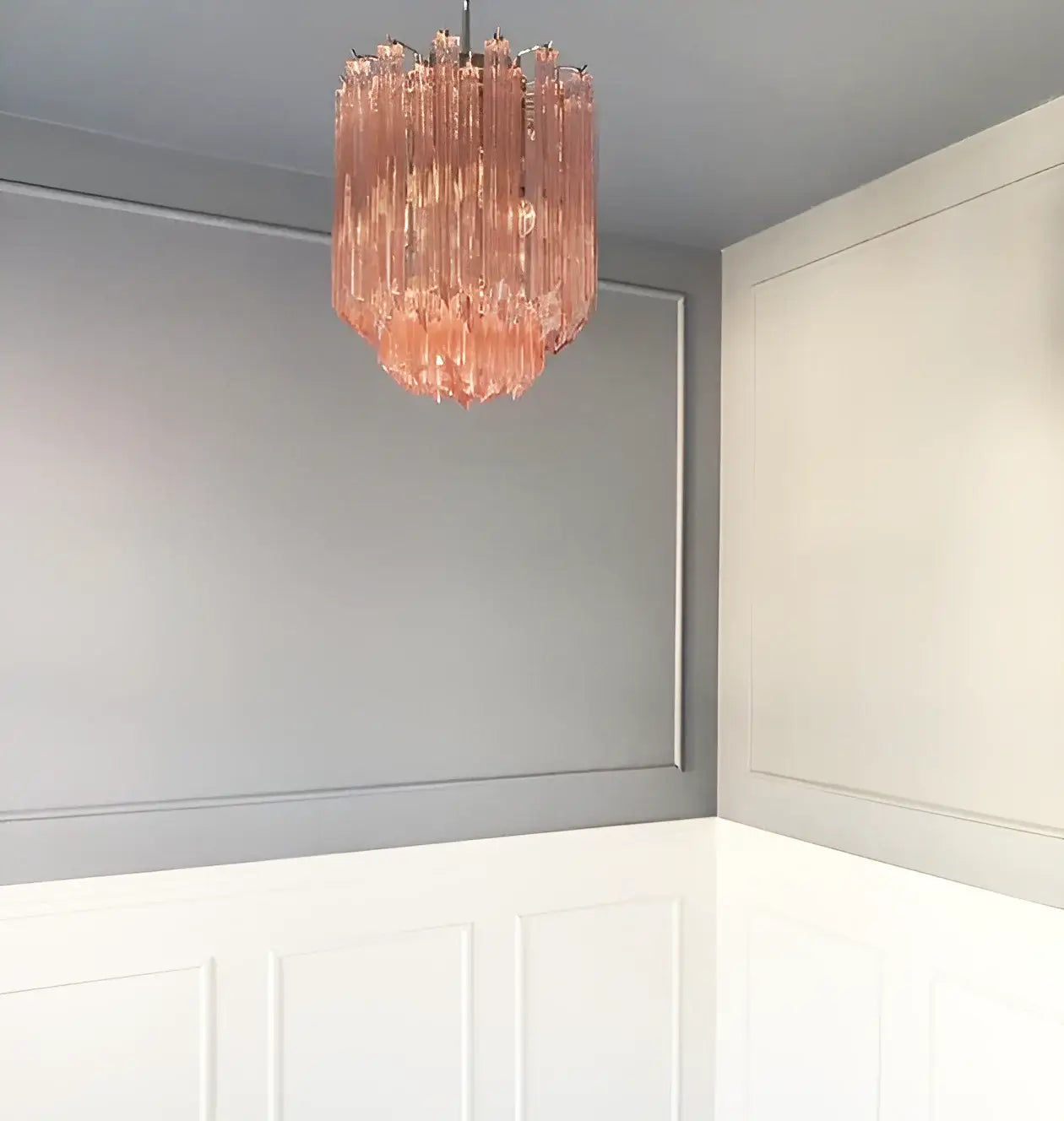 Quadriedri Murano Prisms Pink Chandelier