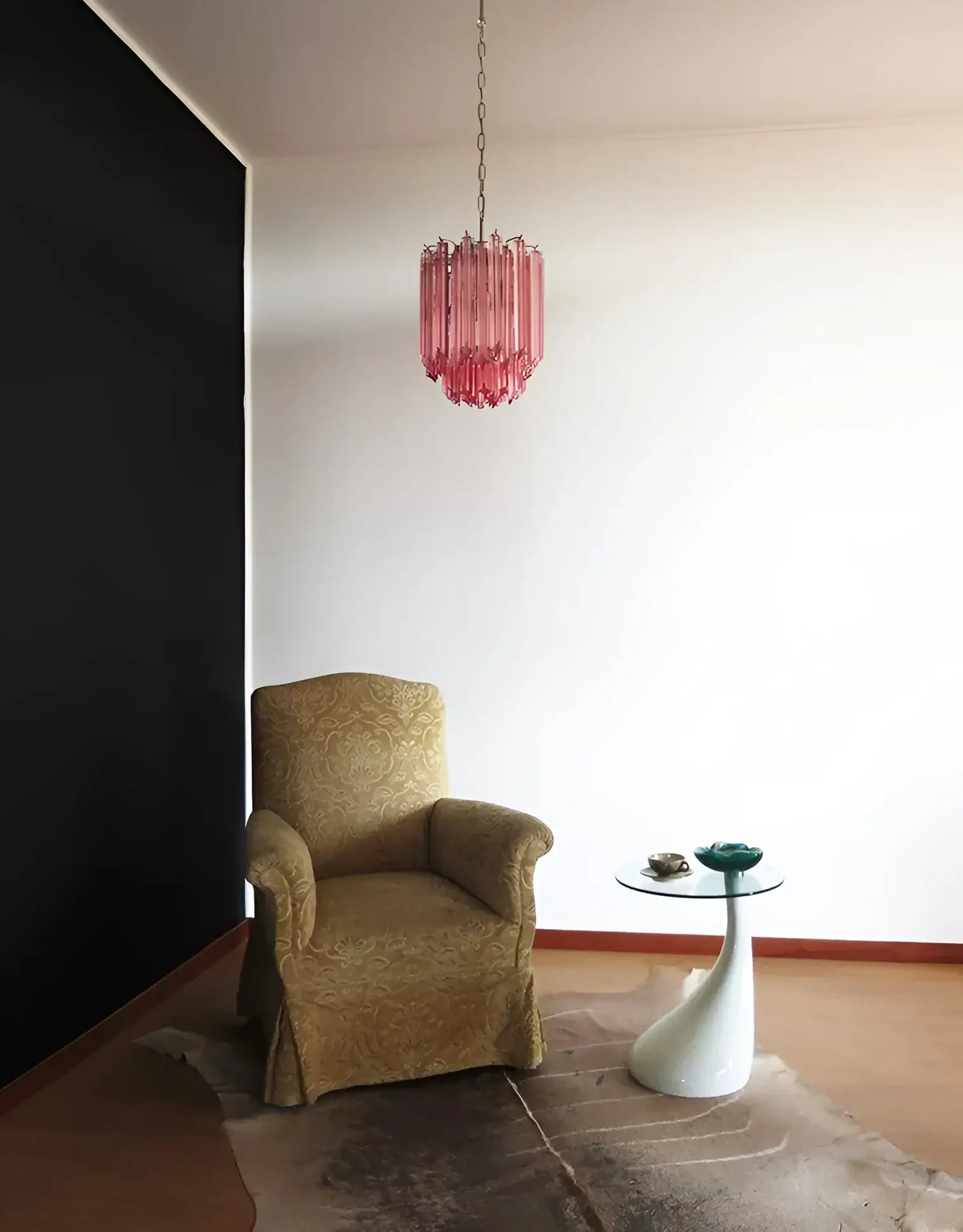 Quadriedri Murano Prisms Pink Chandelier
