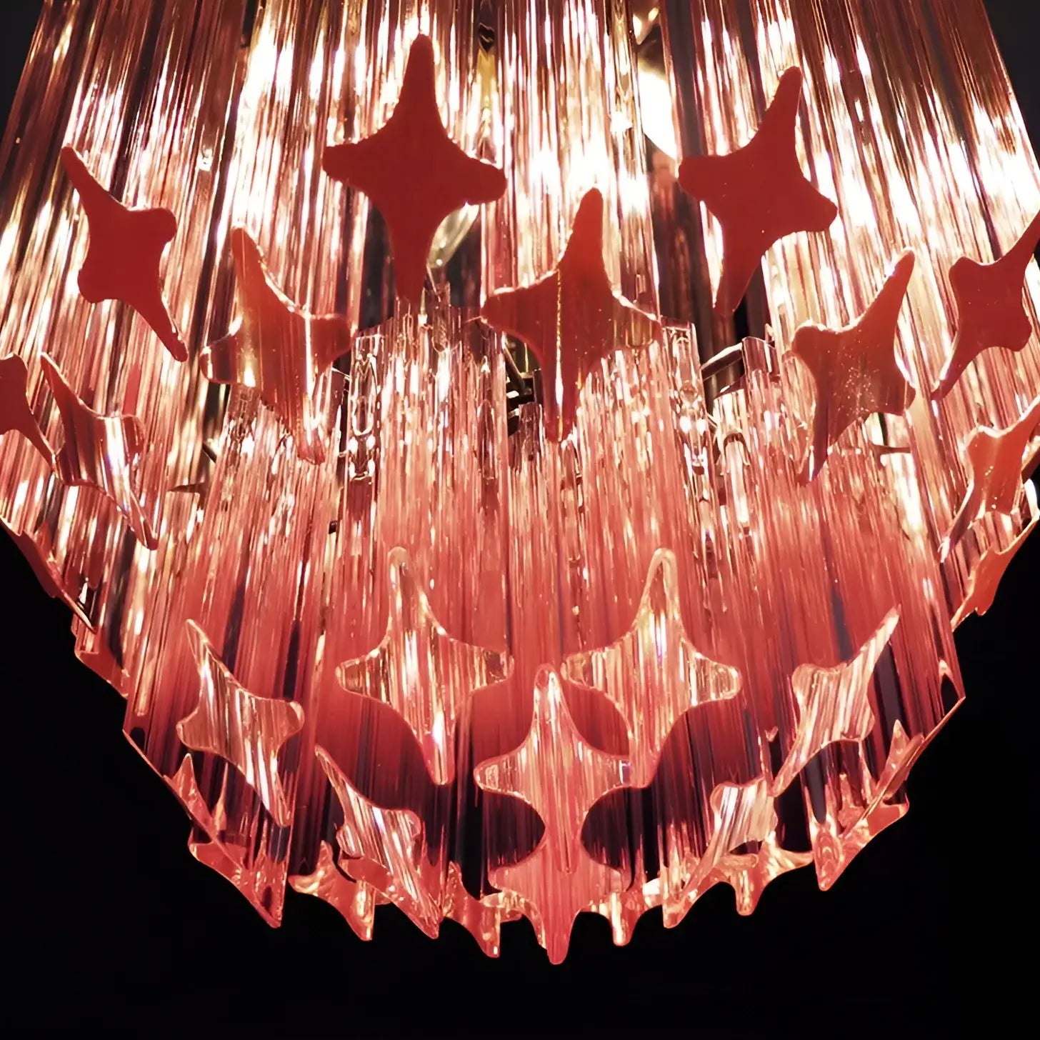 Quadriedri Murano Prisms Pink Chandelier