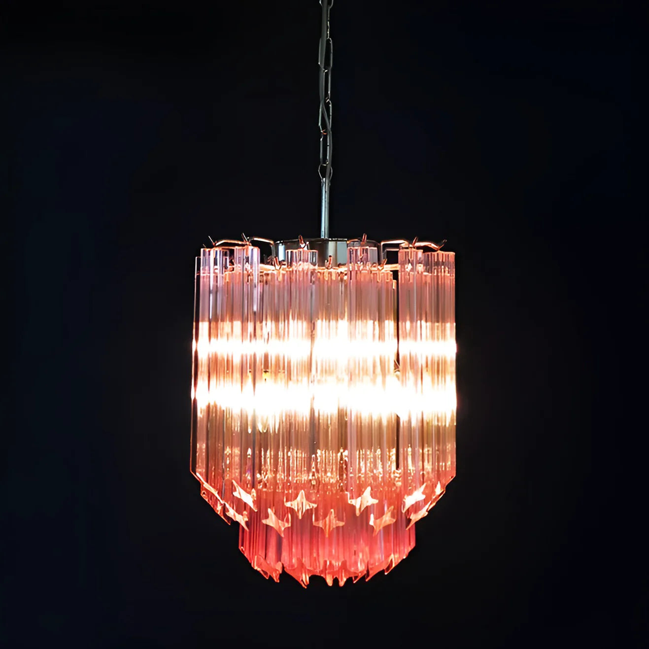 Quadriedri Murano Prisms Pink Chandelier