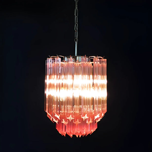 Quadriedri Murano Prisms Pink Chandelier