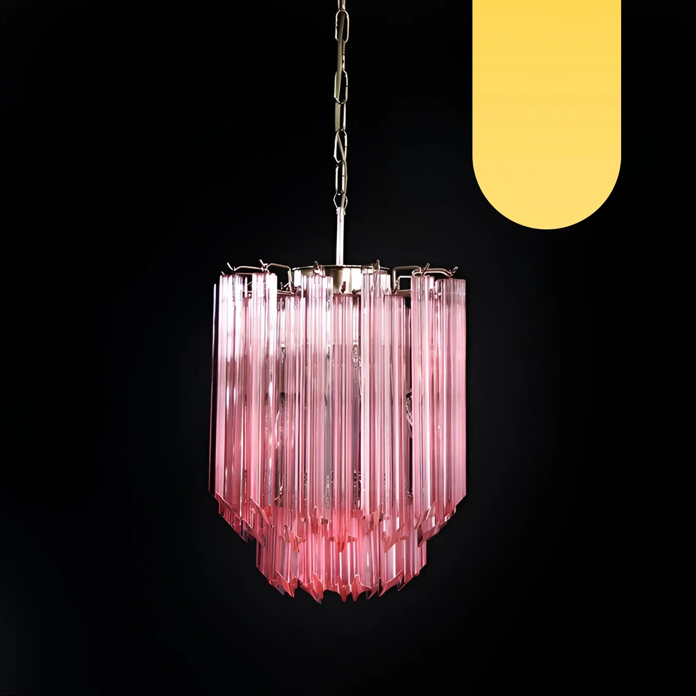 Quadriedri Murano Prisms Pink Chandelier