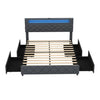 Full/Queen Size Bed Frame with Adjustable Storage Headboard and Wooden Slat Support-Queen Size - Gray