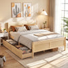 Queen Size Bed Frame with 2 Storage Drawers and Footboard-Natural