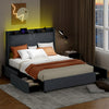 Full/Queen Size Bed Frame with LED Lights and Charging Station-Queen Size