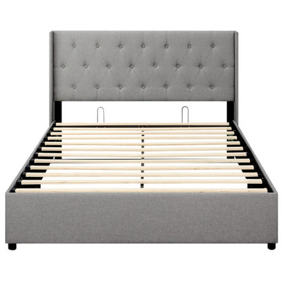Queen Size Lift-up Storage Bed Modern Linen Upholstered Platform Bed-Gray