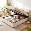 Queen Size Lift-up Storage Bed Modern Linen Upholstered Platform Bed-Beige