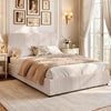 Queen Size Lift-up Storage Bed with Wooden Slat Support-Beige