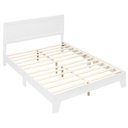 Queen Size Modern Bed Frame with Headboard-White