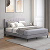 Queen Size Upholstered Platform Bed with Button Tufted Headboard-Queen Size