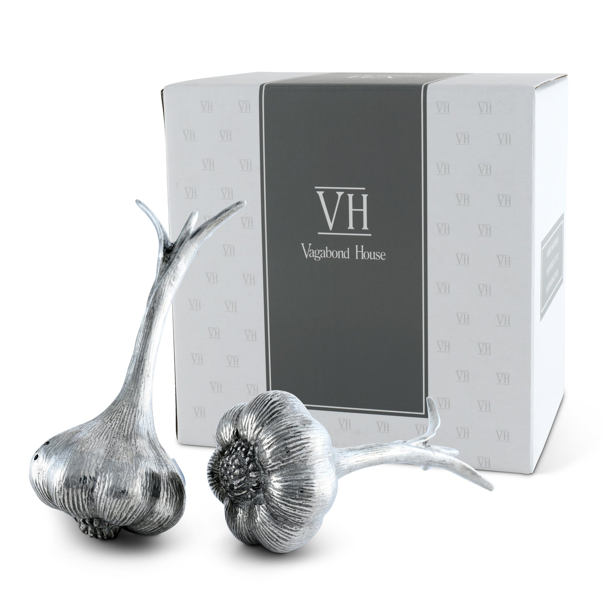 Pewter Garlic Salt & Pepper Shaker Set