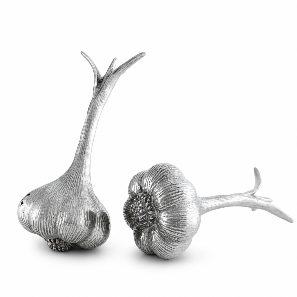 Pewter Garlic Salt & Pepper Shaker Set