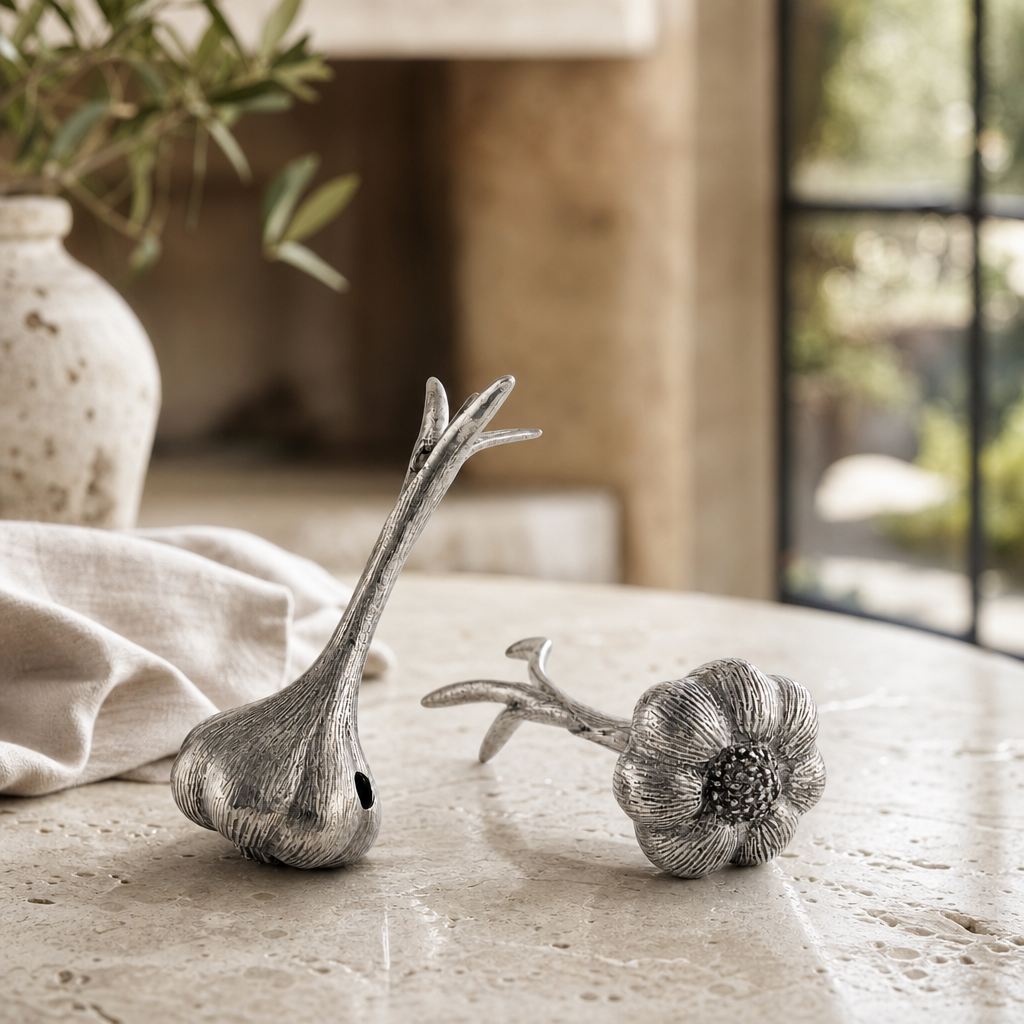 Pewter Garlic Salt & Pepper Shaker Set