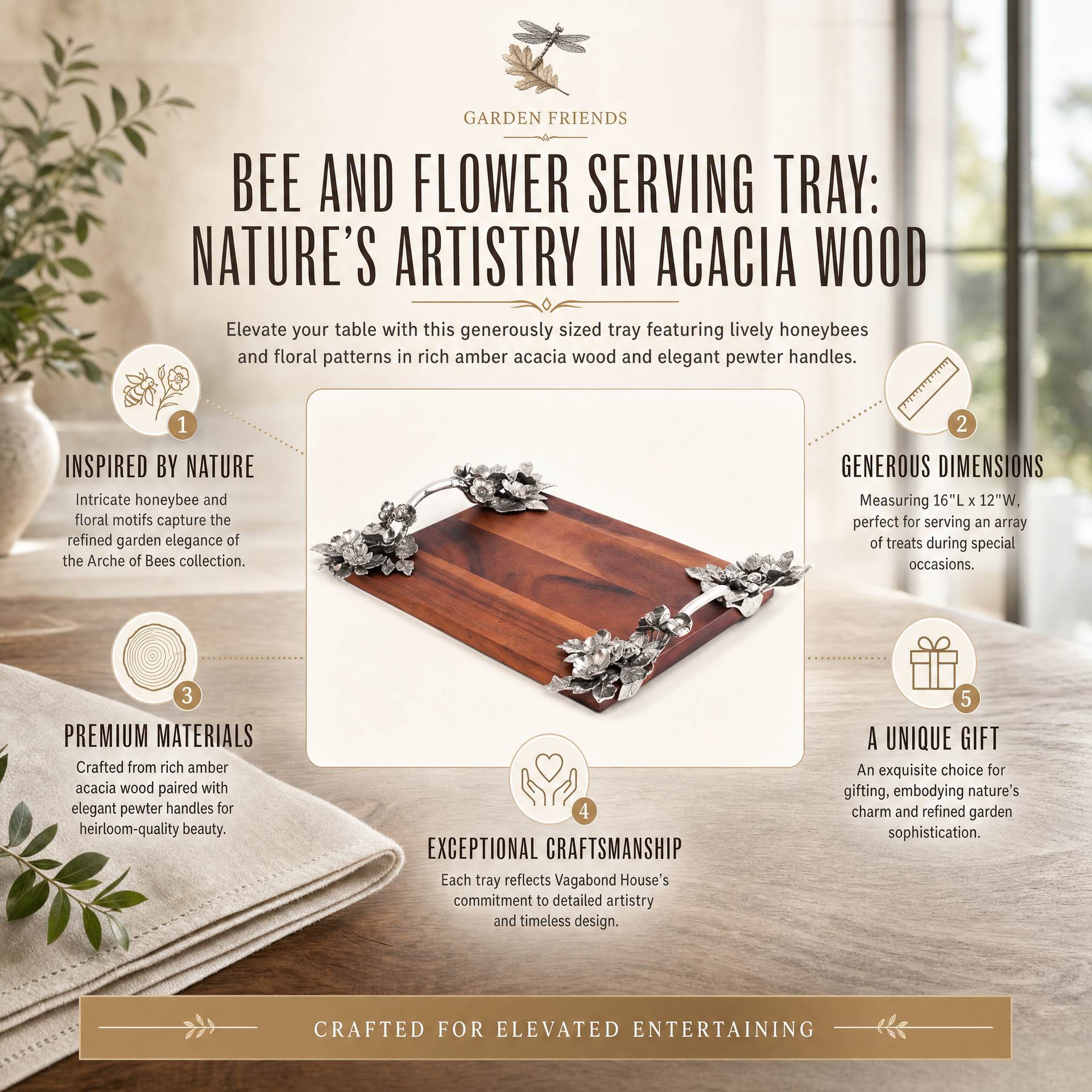 Bee and Flower Serving Tray