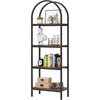 Modern Industrial Metal Wood Display Rack Bookcase with 4 Storage Shelves