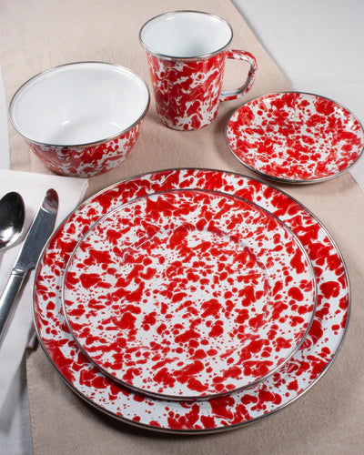 Red Swirl Oval Platter