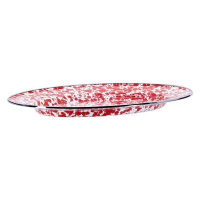Red Swirl Oval Platter