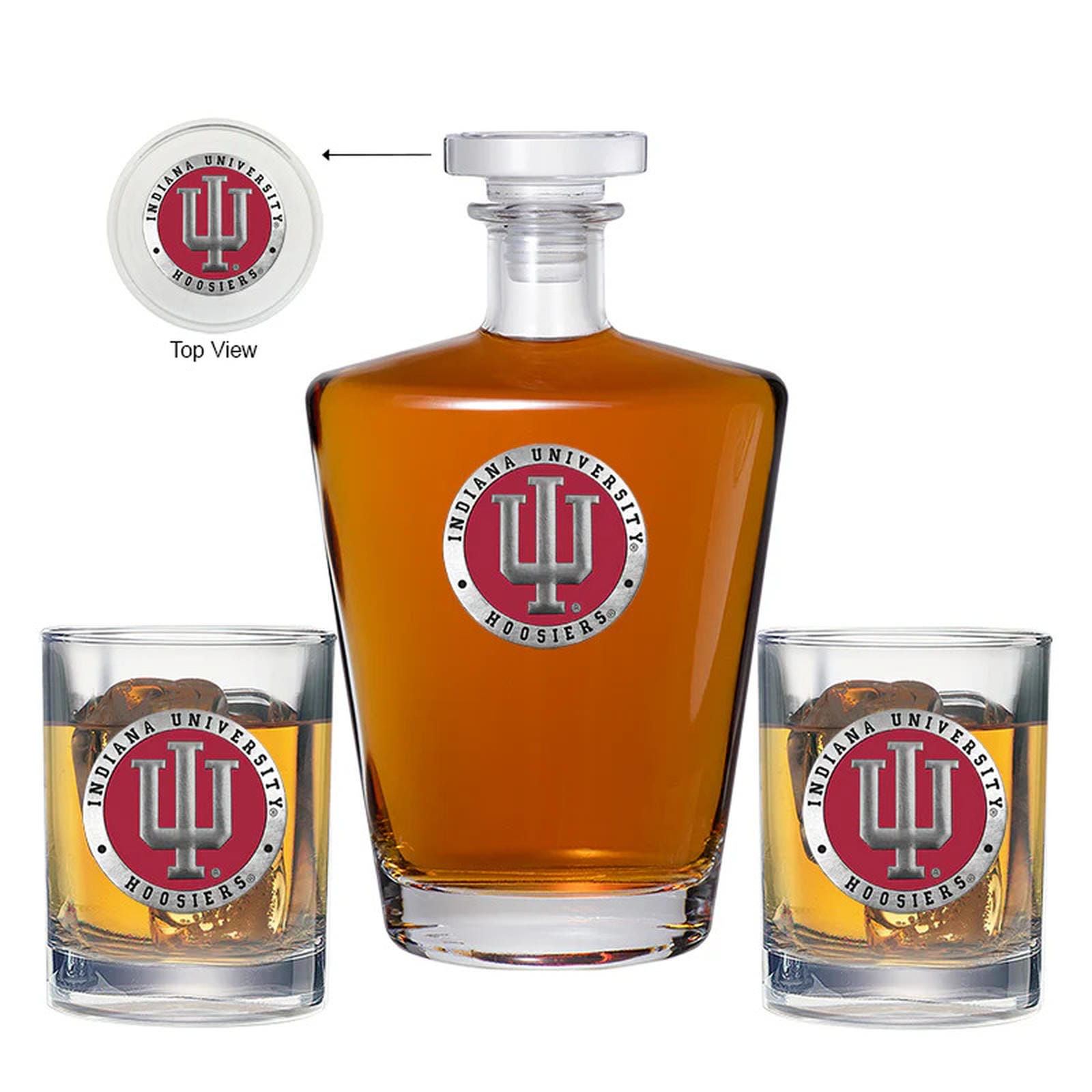 Indiana University Royal Decanter with 2 Glasses