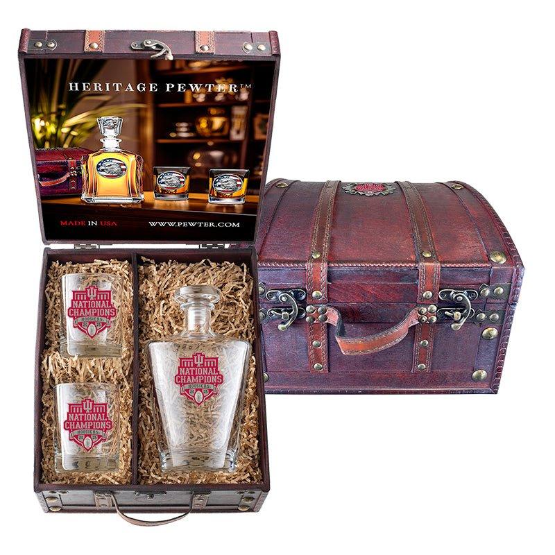 2025-26 Indiana National Champ Royal Decanter and 2 Glasses with Chest Box