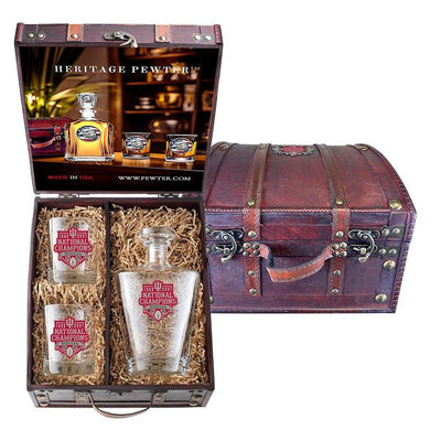 2025-26 Indiana National Champ Royal Decanter and 2 Glasses with Chest Box