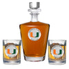 University of Miami Royal Decanter with 3D Top & 2 Glasses