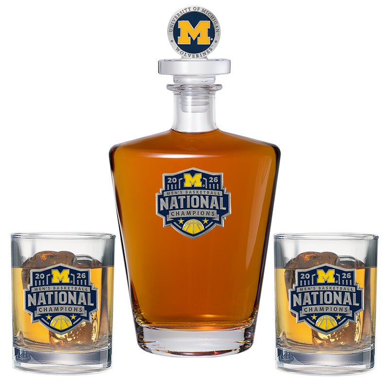 2026 Michigan Basketball Championship Royal Decanter with 3D Top & 2 Glasses
