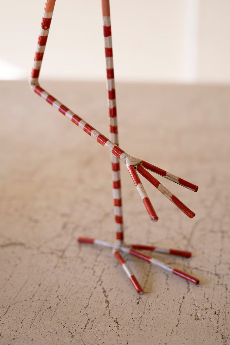 RECYCLED PAINTED METAL CHRISTMAS FLAMINGO