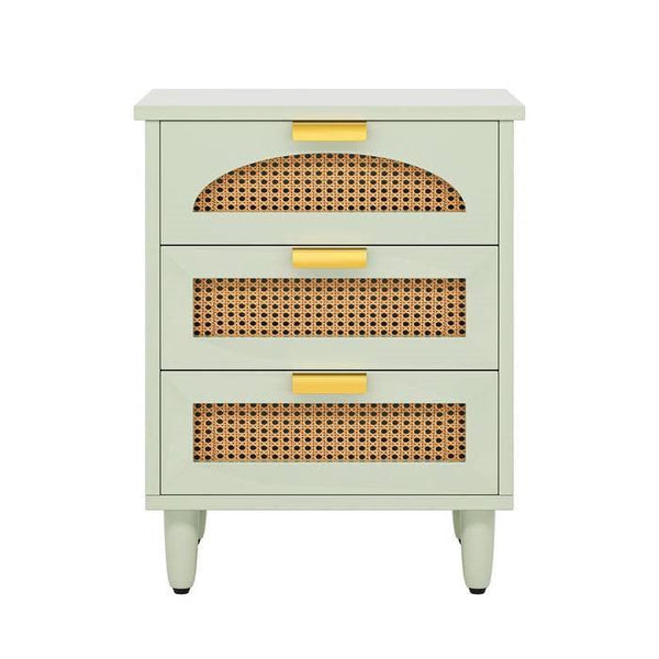 Retro Mid-Century Modern 3 Drawer Bedside Table Nightstand in Mint Green