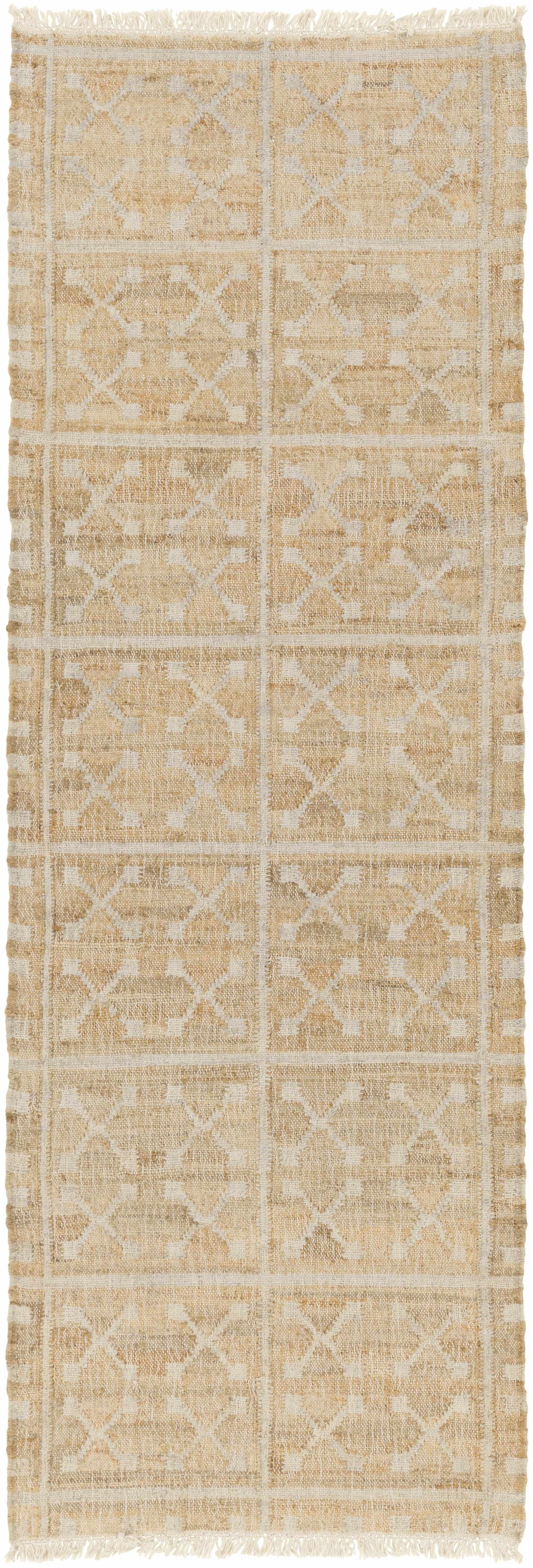 Rice Handcrafted Fringed Jute Carpet