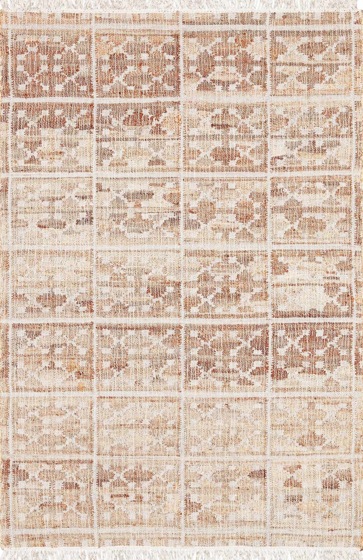 Rice Handcrafted Fringed Jute Carpet