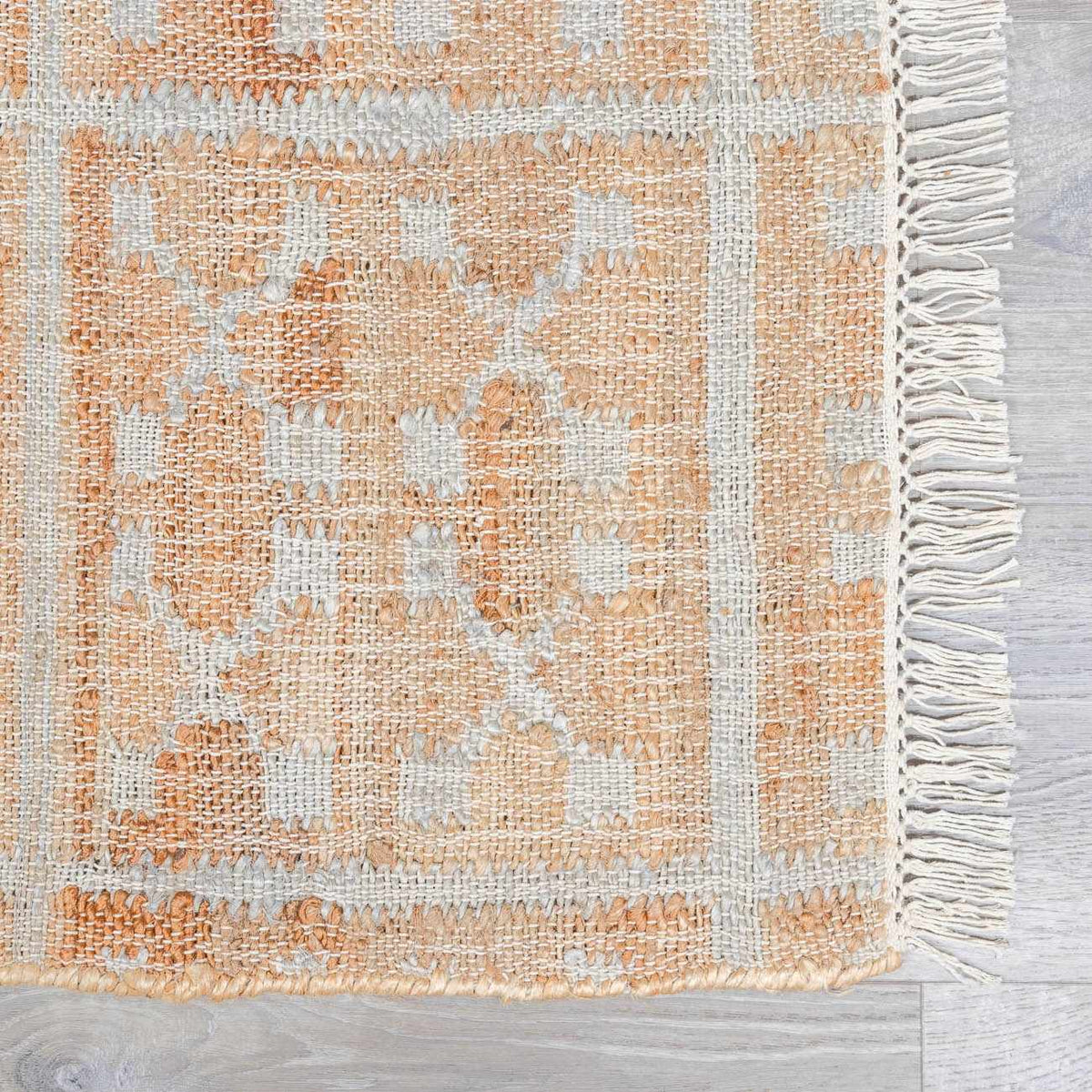 Rice Handcrafted Fringed Jute Carpet