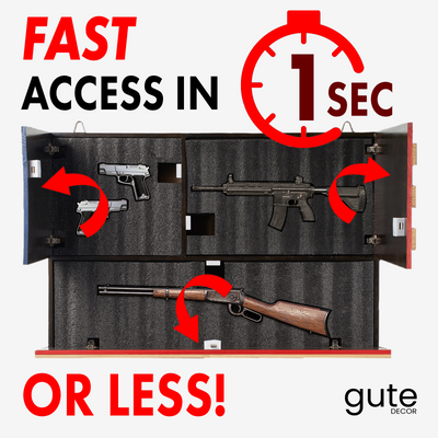 Tactical Rustic Hidden American Flag Gun Storage with Trap Door, Wall Storage | 35