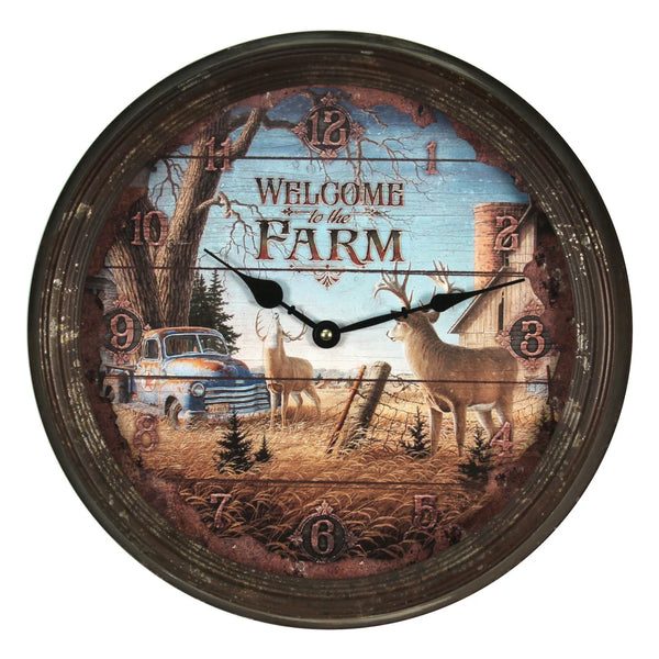 RIVERS EDGE DEER NOSTALGIC METAL CLOCK 15
