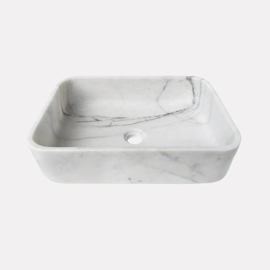 White Calacatta Marble Rectangular Sink Polished (W)12