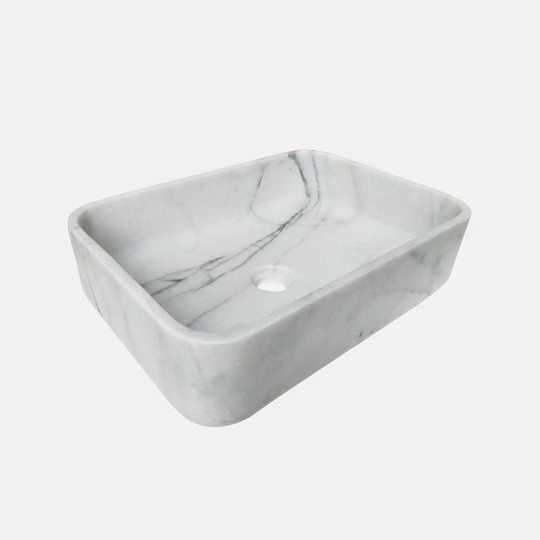 White Calacatta Marble Rectangular Sink Polished (W)12