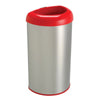 13-Gallon Stainless Steel Trash Can with Red Open Top