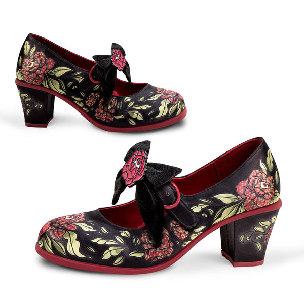 Chocolaticas® Mid Heels Rose Of Life Women's Mary Jane Pump Hot Chocolate Design