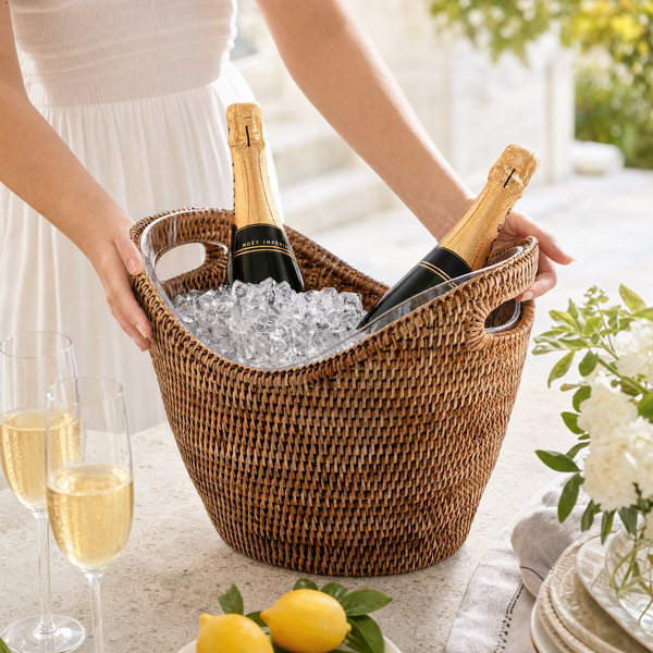 Hand Woven Wicker Rattan Champagne / Ice Tub