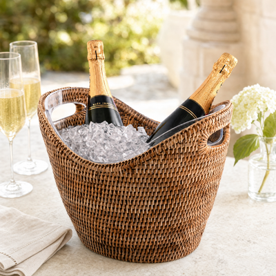Hand Woven Wicker Rattan Champagne / Ice Tub