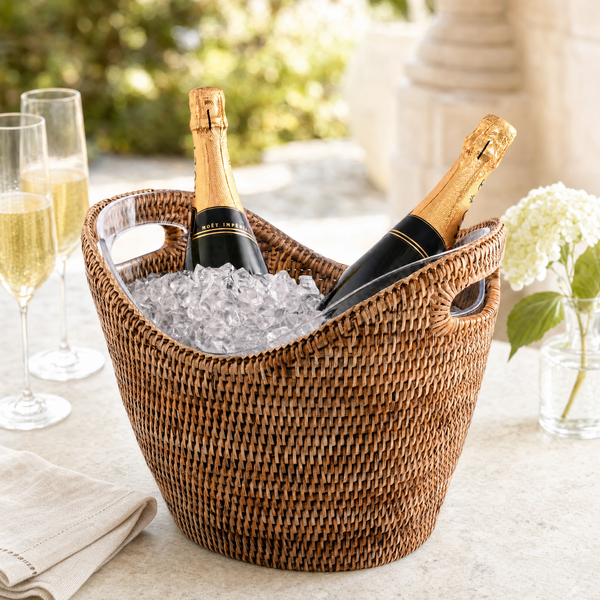 Hand Woven Wicker Rattan Champagne / Ice Tub