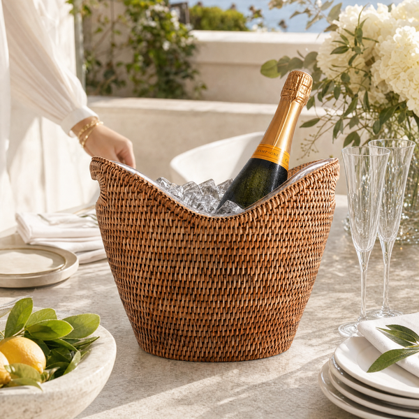 Hand Woven Wicker Rattan Champagne / Ice Tub