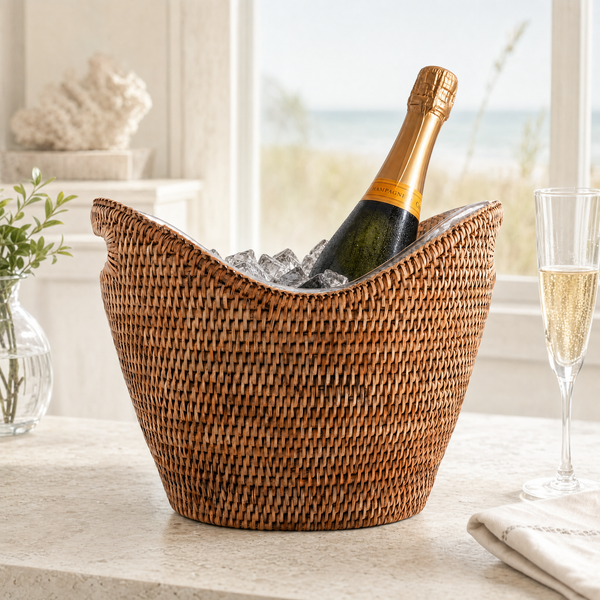 Hand Woven Wicker Rattan Champagne / Ice Tub