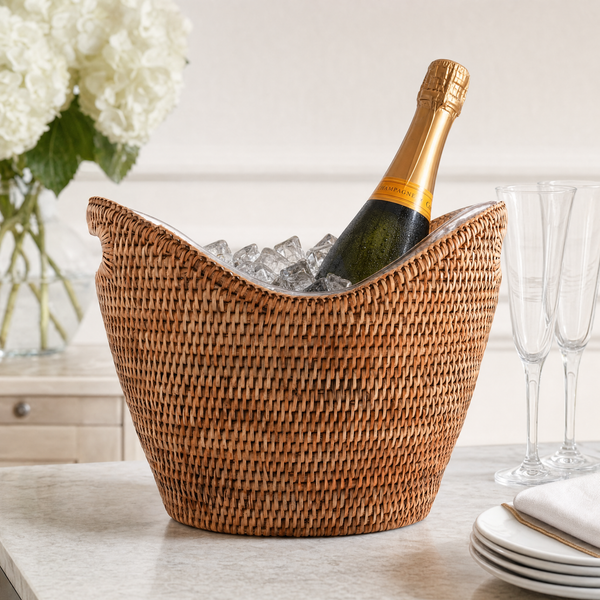 Hand Woven Wicker Rattan Champagne / Ice Tub
