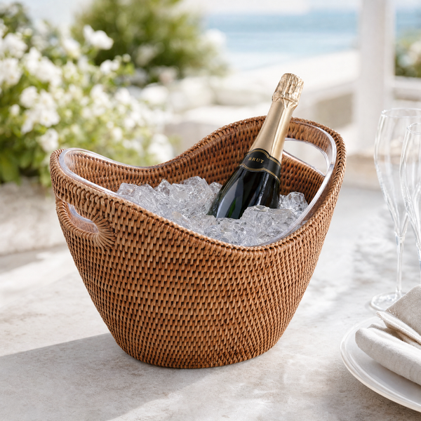 Hand Woven Wicker Rattan Champagne / Ice Tub