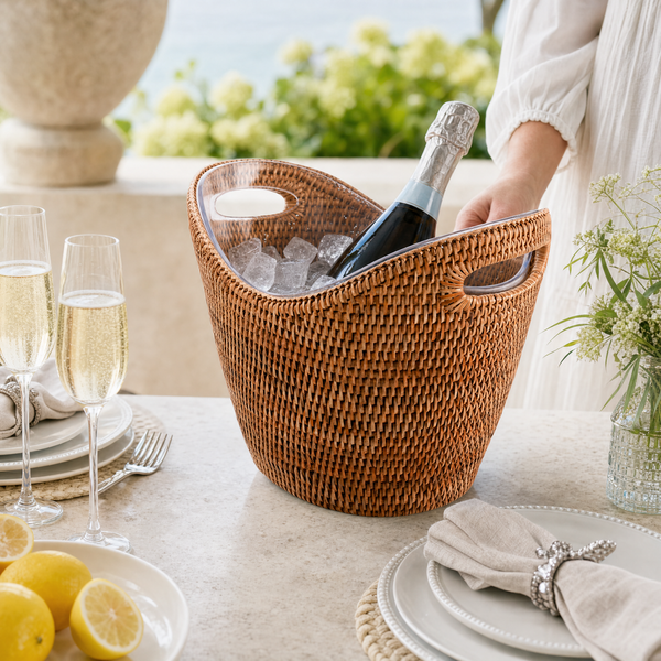 Hand Woven Wicker Rattan Champagne / Ice Tub