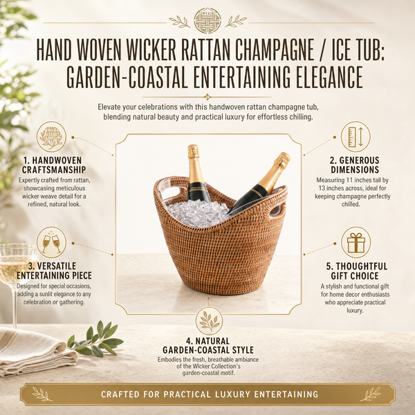 Hand Woven Wicker Rattan Champagne / Ice Tub