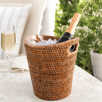 Hand Woven Rattan Wicker Champagne Bucket  / Ice Bucket